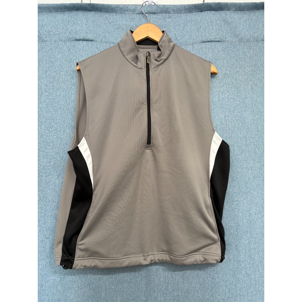 Snake Eyes Mens L Gray 1/4 Zip Golf Vest Sleeveless Performance Windbreaker Used
